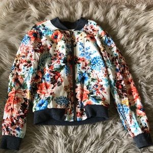 flower printed bomber jacket